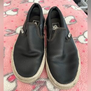 Black leather slip-on vans